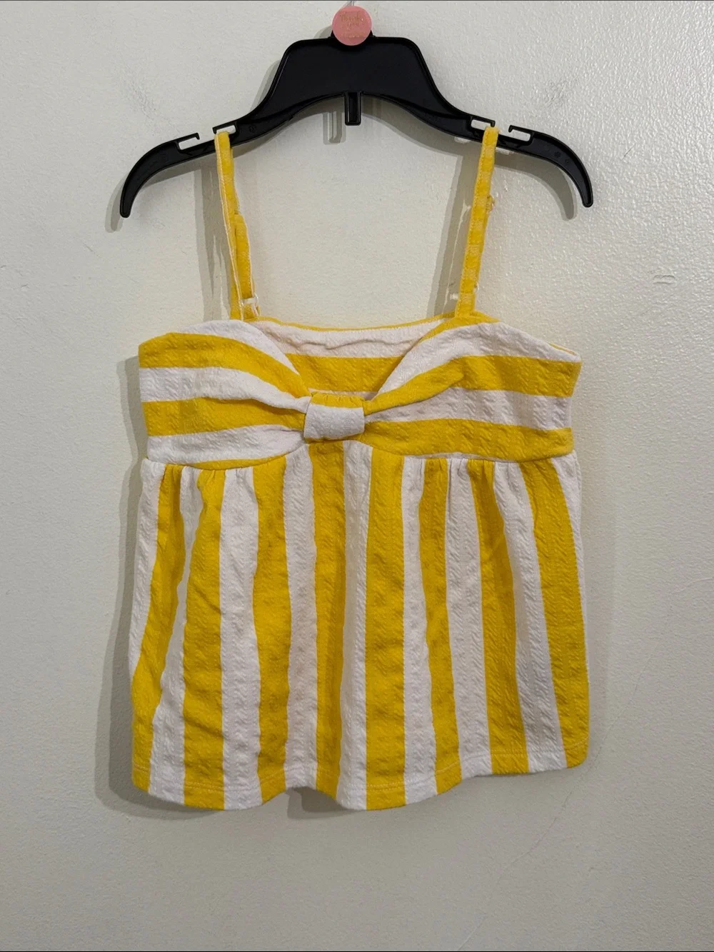 Old Navy Yellow and White Striped Tie-Front Camisole Tank Top Girls Medium (8)
